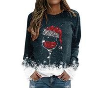 Henagehde Felpa di Natale Donna, Maglioncino Natalizio Donna Oversize Pullover Natale Morbido Elegante Natale Renna Maglie Felpa Christmas Sweatshirt Maglia di Natale Girocollo Stampa