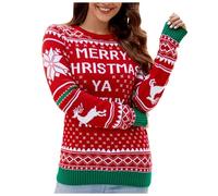 Henagehde Maglione Natale Maglioni Invernali, Maglia Natale Pullover Natale Maglioncino a Manica Lunga Maglione Natalizio Fiocco Neve Alce Girocollo Maglione Renna Christmas per Donna