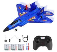Henakmsl 3CH Aereo Telecomandato FX22, 2,4 GHz Aereo RC Aeroplano Telecomandato con 2 Batterie e Luci Colorate, Aliante Volante Telecomandato per Adatto a Bambini/Adulti/Principianti, Blu