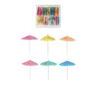 Henbrandt 1 confezione da 100 plettri tropicali a ombrello, colorati, 10 cm, decorazioni per feste, cocktail, stuzzichini, barbecue ed eventi estivi