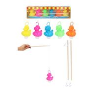 Henbrandt 1 set da gioco pesato Hook-a-Duck con 6 anatre colorate e 2 bastoncini da pesca in legno, perfetto per feste, piscine per bambini, giochi da bagno e da giardino per bambini
