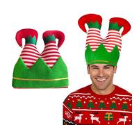 HENBRANDT 1 x Premium Natale Elfo Gambe Cappello Adulto - Rosso Verde A Righe Candy Cane Festivo Costume Accessorio Festa Festa In Costume Feste Travestimenti Eventi A Tema