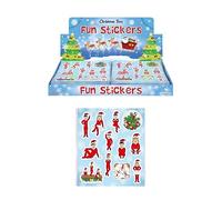 Henbrandt 12 confezioni di adesivi natalizi con Elfin Around Mini elfi, per bambini, elfi cattivi, riempitivi per calze di Natale, bomboniere, sacchetti per regali per ragazzi e ragazze