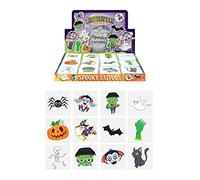 Henbrandt 144 mini tatuaggi temporanei di Halloween per bambini, confezione da 12 pezzi, per feste di Halloween, bomboniere, sacchetti per regali e regalini, per bambini e bambine