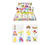 Henbrandt 48 mini tatuaggi temporanei pasquali per bambini, coniglietto, pulcino, agnello, caccia alle uova di Pasqua, feste primaverili, bomboniere, sacchetti per regali fortunati, per ragazze e