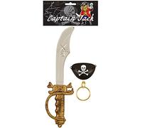 Spada Pirata 37,5 Centimetri Con Benda Sull'Occhio E Earing