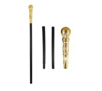 HENBRANDT Bastone nero e oro, 81 cm, 3 pezzi, accessorio per travestimento per adulti, bambini, ragazzi, ragazze, costume da gangster e bastone da passeggio