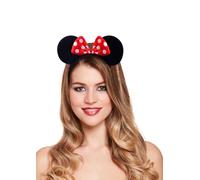 HENBRANDT Black Mickey Mouse Ears & Minnie Mouse Ears on Alice Band with Red and White Polkadot Spotted Bow for Adults/Children - Fancy Dress Costume Head Band Accessory - Party Decoration Gift - UK