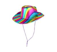 HENBRANDT Cappello da cowboy arcobaleno brillante singolo - Cappello da adulto in stile occidentale con cordino - Festival, sfilata, addio al celibato e addio al nubilato
