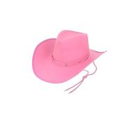HENBRANDT Cappello da cowboy singolo rosa da adulto con borchie argentate e cordino sottogola - Accessorio per costume da cowgirl occidentale