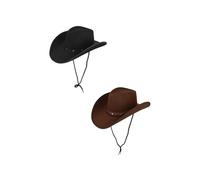 HENBRANDT Confezione da 1 cappello da cowboy nero, 1 cappello da cowboy marrone con cordoncino e decorazione a perno, accessorio per costume da adulto per feste a tema, eventi, celebrazioni