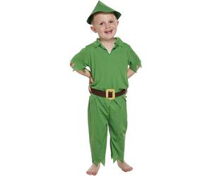 HENBRANDT Costume da Peter Pan per bambini dai 3 anni in su, vestito classico da favola verde, completo di cappello, camicia, pantaloni e cintura, perfetto per il giorno del libro, Halloween e feste