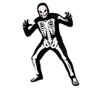 HENBRANDT Costume da scheletro per adulti, per Halloween, per uomini e | Costume da scheletro unisex per Halloween, body con stampa di ossa, cappuccio, copertura mani e piedi, taglia unica