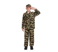 HENBRANDT Costume da soldato militare per bambini, uniforme mimetica da guerra nella giungla, taglia L 10-12 anni, costume per Halloween, per ragazzi e bambini