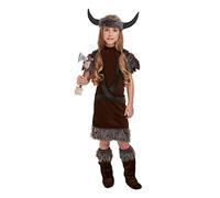 Henbrandt Costume vichingo per bambini da ragazza vichinga Dragon Tamer taglie grandi dai 10 ai 12 anni per bambine