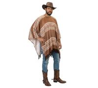 HENBRANDT Poncho da cowboy per adulti, marrone o blu, con nappe, frange, costume da cowboy wandering wandering gunslinger bandito Halloween, taglia unica, unisex accessorio per uomini e donne,