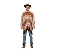 HENBRANDT Poncho da cowboy per adulti, marrone o blu, con nappe, frange, costume da cowboy wandering wandering gunslinger bandito Halloween, taglia unica, unisex accessorio per uomini e donne,