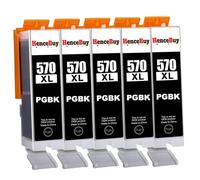 HenceBuy Cartucce d'inchiostro PGI 570 PGBK compatibili per stampanti Canon PGI-570 BK o Pixma MG5750 MG5751 MG6850 MG7750 TS5050 TS5055 TS6050 TS8050 TS9050 TS9055 (5 neri)