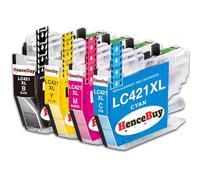 HenceBuy LC421 XL Cartucce d'inchiostro Compatibil per Brother LC421XL LC421XLVAL Cartuccia per Stampante Brother DCP-J1050DW MFC-J1010DW DCP-J1140DW (500 pagines, Nero Ciano Magenta Giallo)