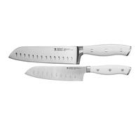 HENCKELS - Set di coltelli Santoku da 2 pezzi, manico bianco, ingegneria tedesca, segnalato da oltre 100 anni di maestria