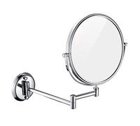 Hendalino Doppia Faccia Specchio Trucco da Parete Adesivo Ingranditore 3X 1x,Salvaspazio Bifacciale Tondo Specchio Trucco da Muro 360° Girevole Estensibile Bagno Hotel Spa 20cm (Argento Cromato)