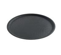 HENDI Vassoio da portata rotondo, superficie antiscivolo, ⌀400x(H)22mm, nero, fibra di vetro e gomma