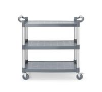 HENDI AmerBox - Carrello da portata grande, a 3 ripiani, 4 ruote, 2 con freno, carico massimo per ripiano: 50 kg, carrello da cucina, carrello da cucina, 1010 x 500 x altezza 960 mm, in polipropilene