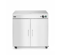HENDI Armadio scaldapiatti, doppio, 108 piatti da ⌀24 cm, 3 ripiani rimovibili, da 30°C a 85°C, con 4 ruote, riscaldatore elettrico di piatti, 230V/800W, 592x782x(H)765mm, acciaio inox