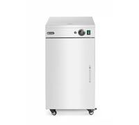 HENDI Armadio scaldapiatti, singolo, 72 piatti da ⌀24 cm, 3 ripiani rimovibili, da 30°C a 85°C, con 4 ruote, riscaldatore elettrico di piatti, 230V/400W, 592x444x(H)765mm, acciaio inox
