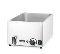 HENDI Bagnomaria elettrico, con rubinetto, scaldavivande per buffet, temperatura regolabile 30 °C a 85 °C, 1 x GN 1/1, 2 x GN 1/2, 3 x GN 1/3, 19L, 230V, 1000W, 605x332x(H)242mm, acciaio inox