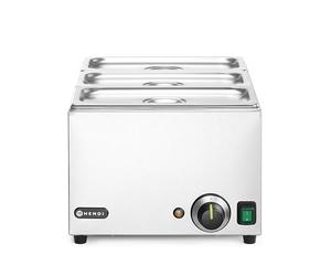 HENDI Bagnomaria elettrico, scaldavivande per buffet, temperatura regolabile 30°C a 85°C, incl. 3 x GN1/3 con coperchio, 19L, 230V, 1000W, 590x332x(H)242mm, acciaio inox