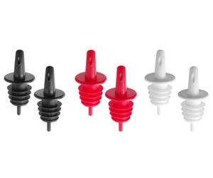 HENDI Beccucci versatori a flusso libero per bottiglie, BarUp, set da 6 pezzi, dosatore per liquori e cocktail, tappo versatore continuo, nero, bianco e arancione, ⌀30.5x(H)65mm, EVA