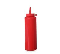 HENDI Bottiglia dosatrice di salse e condimento, riutilizzabile, biberon dosatore da spremere, flacone squeeze, ketchup, mustard, olio d'oliva, mousse, 0,2L, ø50x(H)185mm, rosso, PE, PP