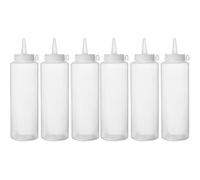 HENDI Bottiglia dosatrice di salse e condimento, riutilizzabile, set di 6 pezzi, biberon dosatore da spremere, flacone squeeze, ketchup, mustard, oli, mousse, 0,7L, ø70x(H) 240mm, trasparente, PE, PP