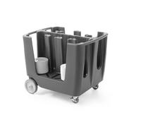 HENDI Carrello per piatti con separatori regolabili, AmerBox, capacità 300 piatti ⌀115-⌀330mm, 930x720x(H)785mm, LDPE