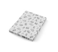 HENDI Carta alimentare antigrasso, confezione da 500 fogli, resistente ai grassi, carta cerata in bianco e nero con illustrazioni di hamburger per avvolgere o servire alimenti, 200x250mm