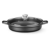 HENDI Casseruola in alluminio pressofuso con rivestimento antiaderente, 4,3L, Pentola con coperchio, Cocotte per tutte le fonti di calore incl. induzione, forno fino a 250°C, 425x332x(H)70mm, nero