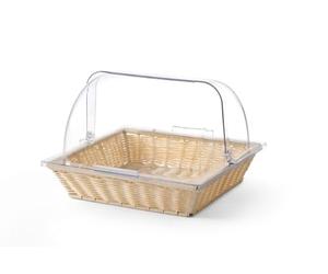 HENDI Cestino per pane con coperchio rolltop, GN 2/3, contenitore-cesto-espositore-display porta pane per la presentazione e la conservazione del pane, 365x335x(H)245mm, polipropilene, policarbonato