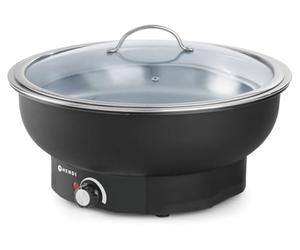 HENDI Chafing dish elettrico a bagnomaria Tesino, Scaldavivande elettrico da Buffet, capacità 6,8L, fino a 85°C, 230V, 500W, ⌀405x(H)248mm, polipropilene e acciaio inox