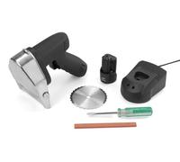 HENDI Coltello elettrico a batteria per kebab, shawarma, gyros, spessore di taglio regolabile 0-8mm, lama: 2600 rpm, 2 batterie 2000mAh, 80W, 60kg/h, 230V, 199x125x(H) 184mm, acciaio inox