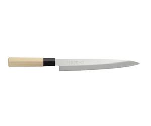 HENDI Coltello Yanagiba, coltello giapponese per Sashimi e Sushi, coltello da cucina per sfilettare pesci di piccole e medie dimensioni, lama: 270mm, lunghezza totale: 405mm, acciaio inox