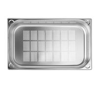 HENDI Contenitore Gastronorm, GN 1/1, con lati e fondo perforati, contenitore GN, impilabile, bordi arrotondati, resistente alla temperatura da -40° a 300°C, 14L, altezza: 100mm, acciaio inox
