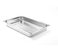 HENDI Contenitore Gastronorm, GN 1/1, solo con fondo perforato, contenitore GN, impilabile, bordi arrotondati, resistente alla temperatura da -40° a 300°C, 9L, altezza: 65mm, acciaio inox 18/10