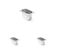 HENDI Contenitore Gastronorm GN 1/9, Budget Line, resistenza termica -40 °C a 250 °C, per forno e bagnomaria, 0,6L, 176x108x(H) 65mm, acciaio inox