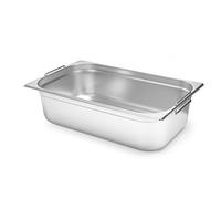 HENDI Contenitore GN 1/1 con Maniglie, in Acciaio Inossidabile, Resistente da -40° a 300°C, Contenitore adatto per Forni, Congelatori, Bagnomaria e Scaldavivande, 14 L, 530x325x(H)100mm