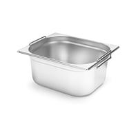 HENDI Contenitore GN 1/2 con Maniglie, in Acciaio Inossidabile, Resistente da -40° a 300°C, Contenitore adatto per Forni, Congelatori, Bagnomaria e Scaldavivande, 6 L, 325x265x(H)100mm