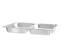 HENDI Contenitore per alimenti GN 1/1, Vassoio con 2 scomparti da 3,45 L ciascuno per chafing dishes, 530x325x(H) 65 mm, acciaio inox