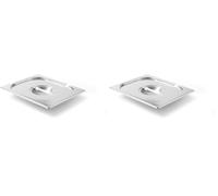 HENDI Coperchio Gastronorm GN 1/2 con incavo per mestolo, Kitchen Line, resistenza termica -40 °C a 250 °C, 325x265mm, spessore 0,7mm, acciaio inox (Confezione da 2)