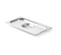 HENDI Coperchio GN 1/3 per contenitore con manici retrattili, con pomello centrale e intagli laterali, impilabile, resistente da -40° a 300°C, 325x176mm, acciaio inox