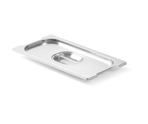 HENDI Coperchio GN 1/3 per contenitore con manici retrattili, con pomello centrale e intagli laterali, impilabile, resistente da -40° a 300°C, 325x176mm, acciaio inox